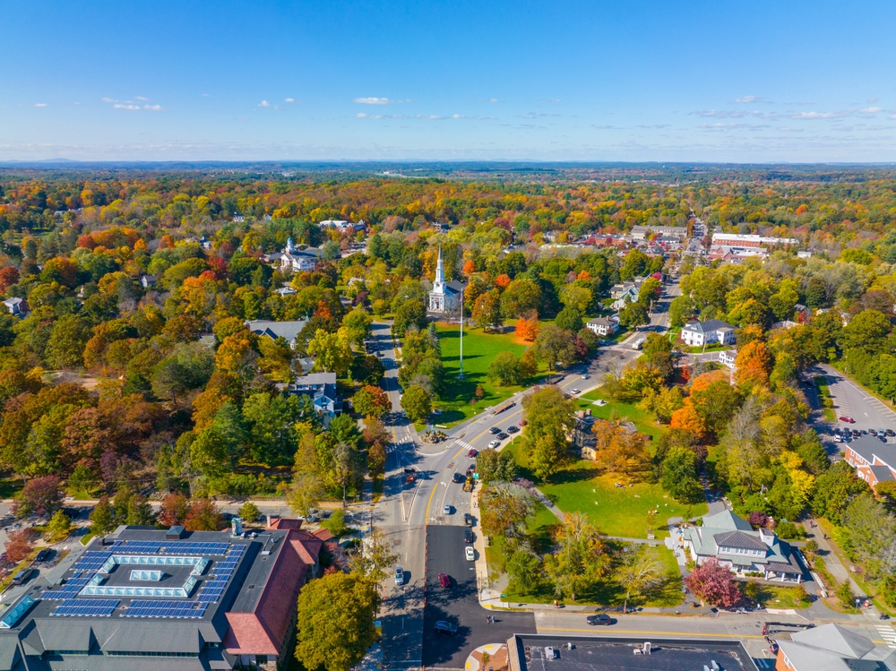 Overlooking the center of Lexington, MA